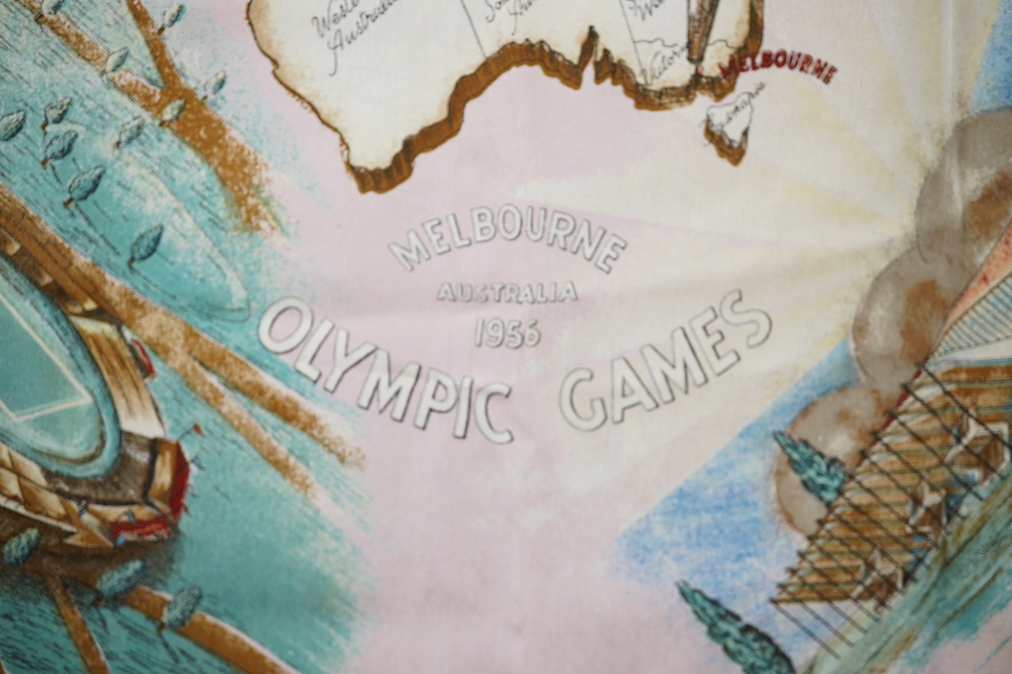 A 1956 Melbourne Olympics scarf. Condition - good